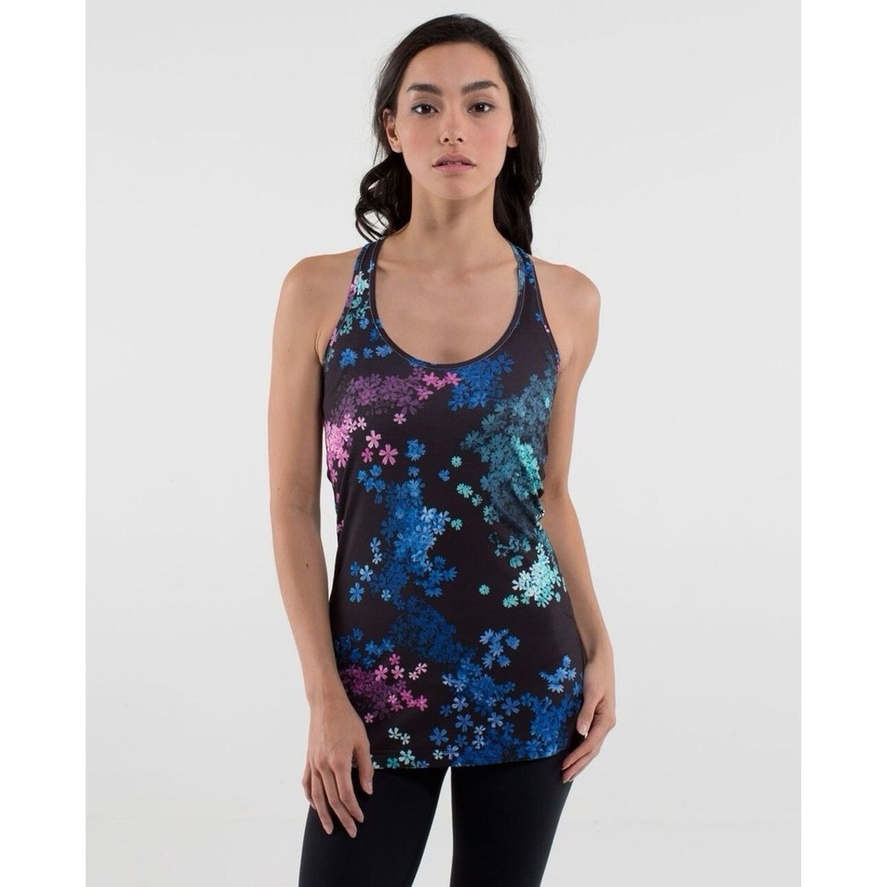Lululemon Womens Tank Top Racer Back Floral Pop Print Size 6/8 In EUC
